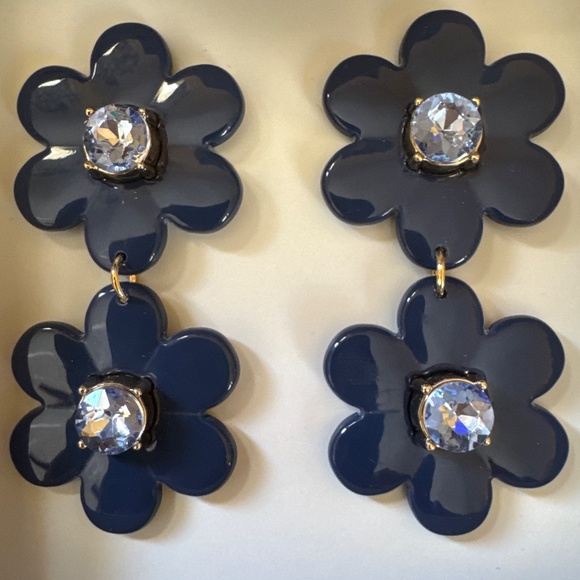 Kate Spade Target blue and rhinestone large dangle earrings,  new with nox - Picture 2 of 5